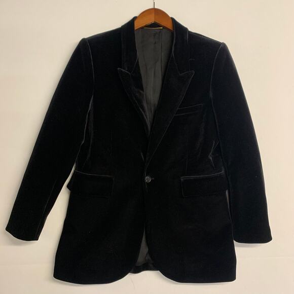 YSL Yves Saint Laurent Blazer Velvet Women’s Single Button Breasted Black NYE - Picture 3 of 11
